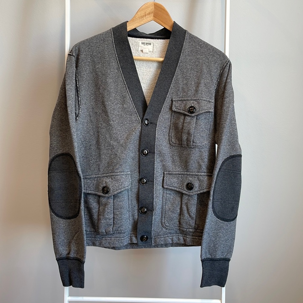 NWOT XS Todd Snyder Gray Sweatshirt Men’s Cardigan, 3 pockets, incredible detail